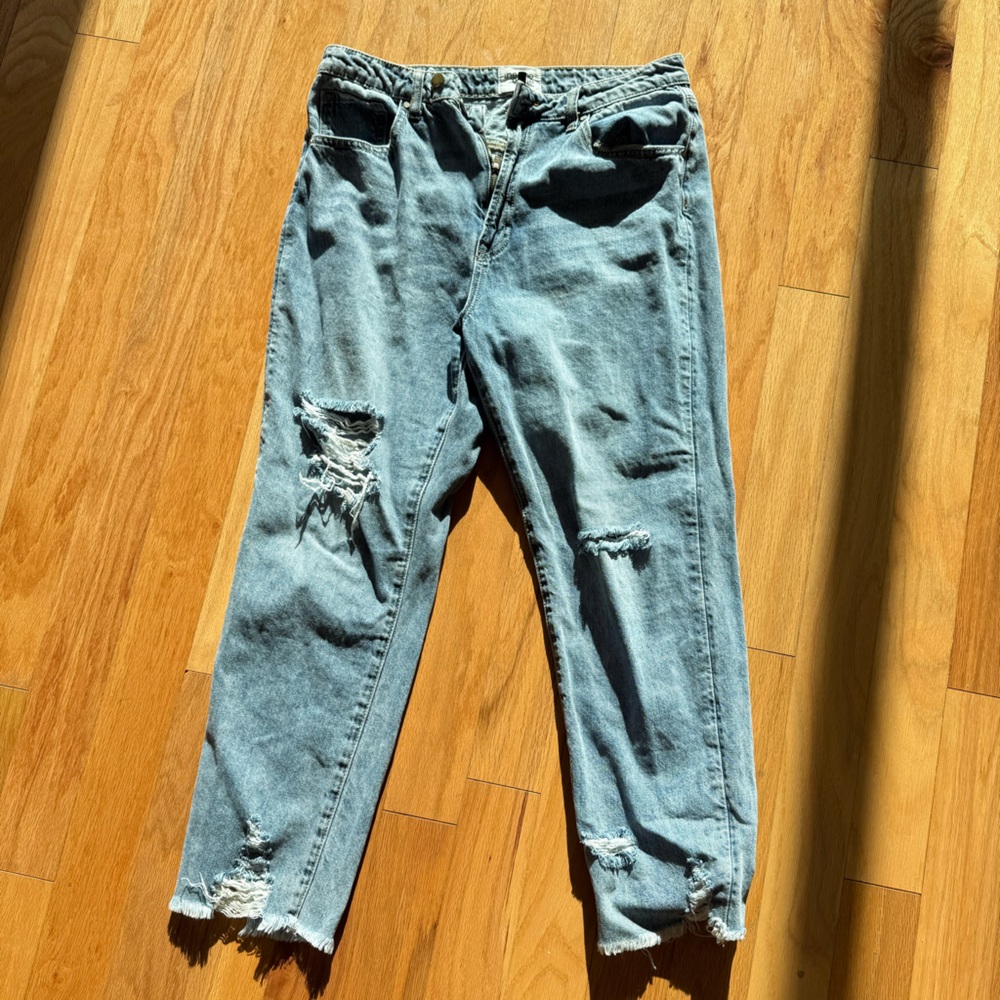 Distressed Blue Jeans